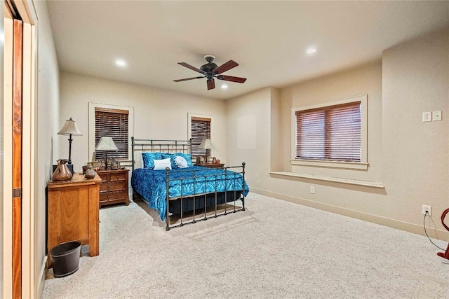 159 Highlands Pt, Highlands, NC 28741 - bedroom with carpet floors, baseboards, recessed lighting, and ceiling fan