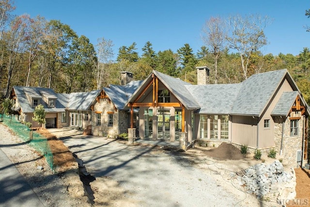 view of front of property with a garage