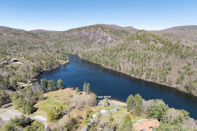 aerial view with a water and mountain view