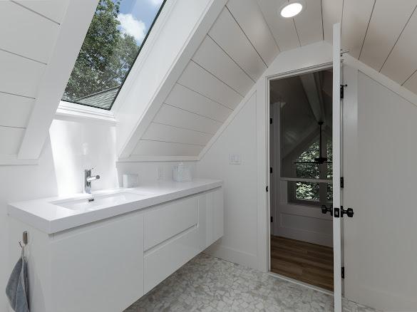 49 Kiwi Ln Unit 14, Sapphire, NC 28774 - bathroom featuring vaulted ceiling and vanity