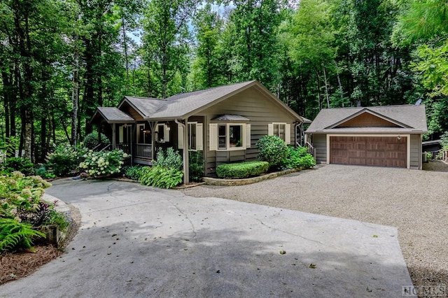 single story home with a garage