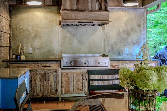 kitchen featuring premium range hood