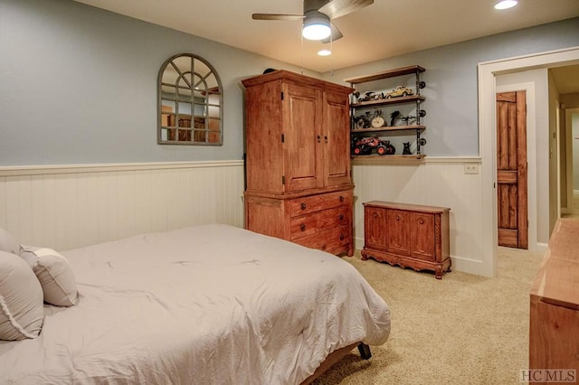 bedroom with carpet and ceiling fan