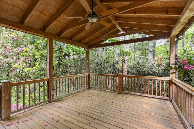66 Hemlock Ln, Highlands, NC 28741 - wooden terrace with ceiling fan