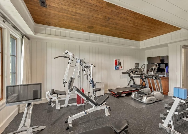 39 Firesong Ln, Glenville, NC 28736 - workout area featuring wooden ceiling