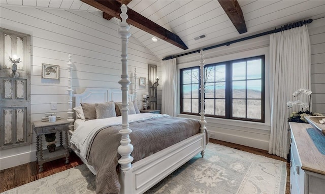 39 Firesong Ln, Glenville, NC 28736 - bedroom with wood finished floors, wooden ceiling, and wood walls