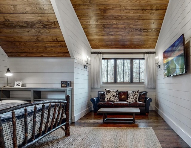 39 Firesong Ln, Glenville, NC 28736 - bedroom with vaulted ceiling, wooden walls, wood finished floors, and wood ceiling
