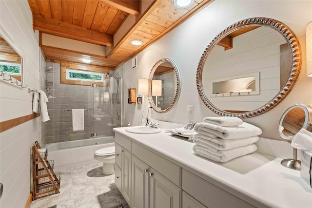 735 Trays Island Rd, Sapphire, NC 28774 - bathroom featuring vanity, wooden ceiling, and shower / tub combination