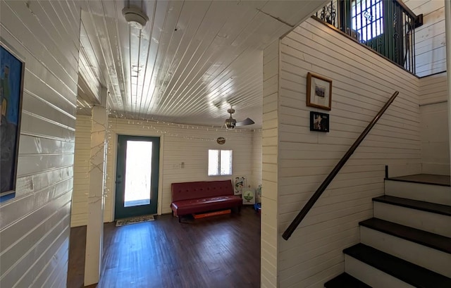 3214 Slick Fisher Rd, Lake Toxaway, NC 28747 - stairway with wood finished floors and ceiling fan