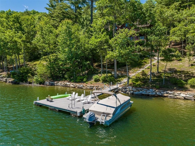 view of dock featuring a water view