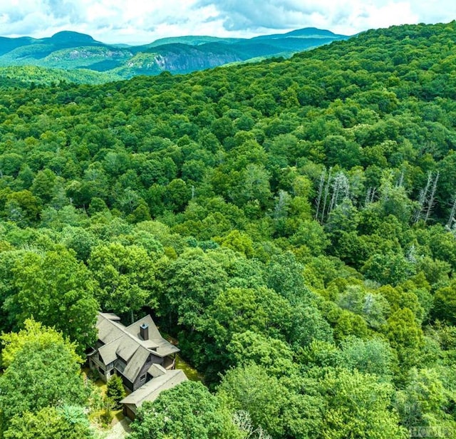 drone / aerial view featuring a mountain view