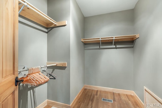 spacious closet featuring light hardwood / wood-style flooring