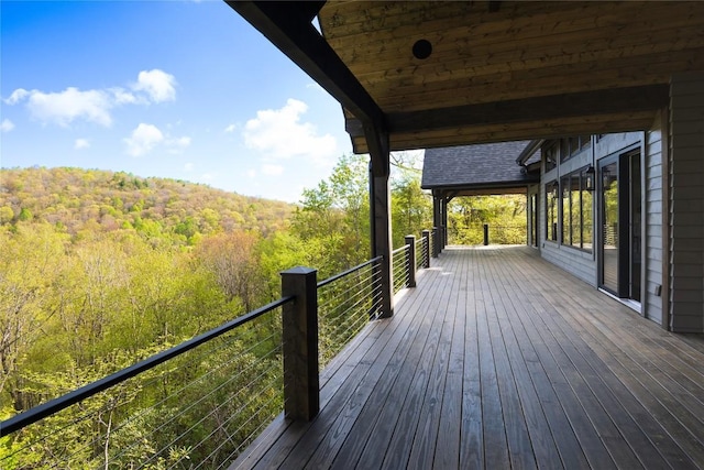 369 Firesong Ln, Glenville, NC 28736 - wooden terrace with a wooded view