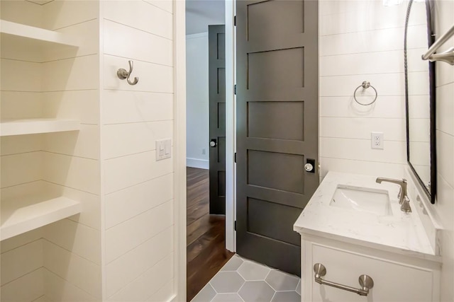 369 Firesong Ln, Glenville, NC 28736 - bathroom with vanity and wood finished floors