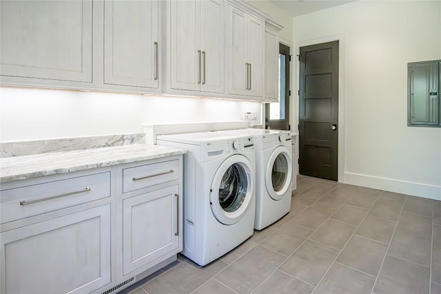 369 Firesong Ln, Glenville, NC 28736 - laundry area featuring cabinet space, washing machine and dryer, electric panel, and baseboards