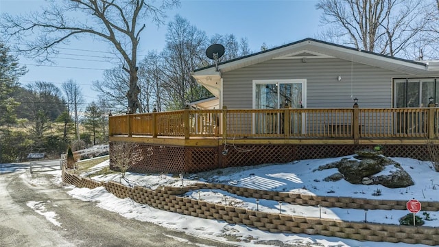 3731 Dillard Rd, Highlands, NC 28741 - snow covered property featuring a deck