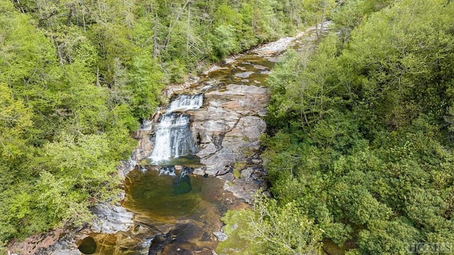 aerial view with a wooded view