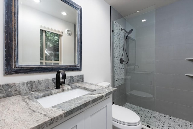 142 Wheatstone Dr, Glenville, NC 28736 - full bathroom featuring vanity, walk in shower, and recessed lighting
