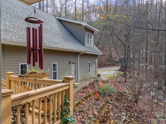 view of home's exterior featuring a deck