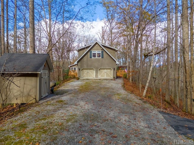 view of garage