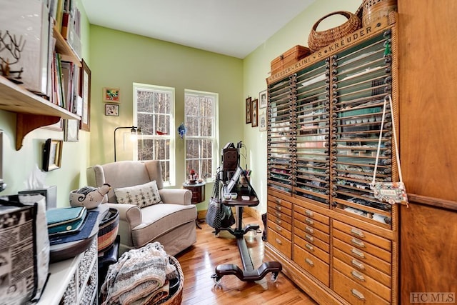 sitting room featuring wood-type flooring