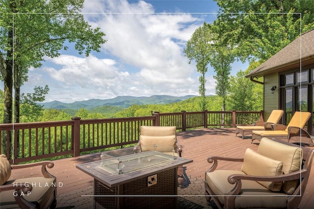deck featuring a mountain view