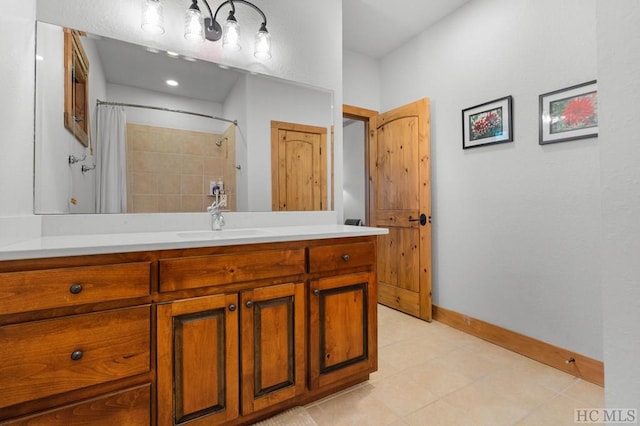 bathroom with vanity and walk in shower