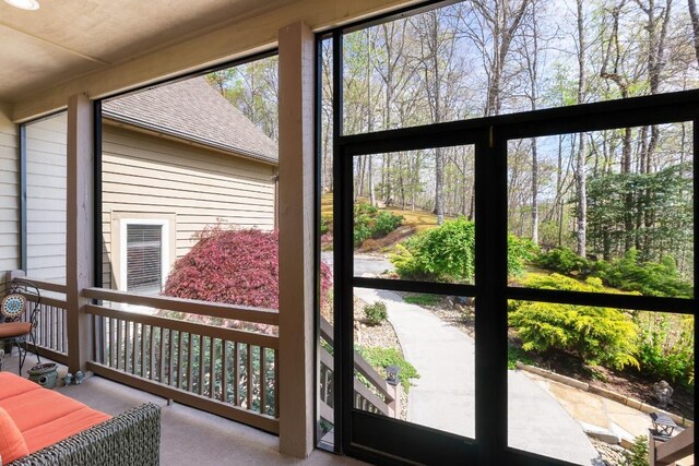 129 Skyline Park Dr, Franklin, NC 28734 - doorway to outside with carpet floors