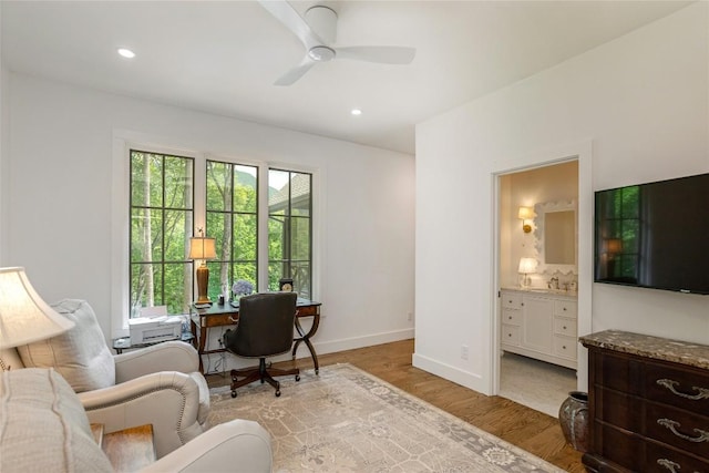 510 Boiling Springs Rd, Sapphire, NC 28774 - office space featuring healthy amount of natural light, light wood finished floors, a ceiling fan, and recessed lighting