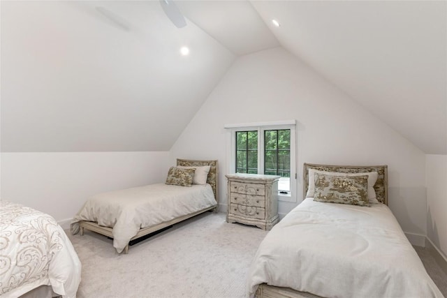 510 Boiling Springs Rd, Sapphire, NC 28774 - bedroom featuring vaulted ceiling, carpet floors, and ceiling fan