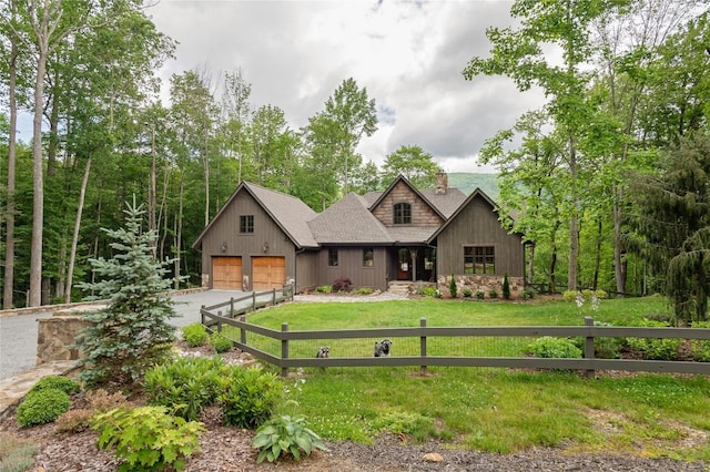 510 Boiling Springs Rd, Sapphire, NC 28774 - view of front of home with a garage, a chimney, asphalt driveway, and roof with shingles