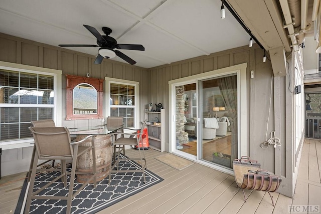 deck featuring ceiling fan