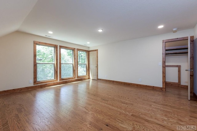 interior space with lofted ceiling and wood-type flooring