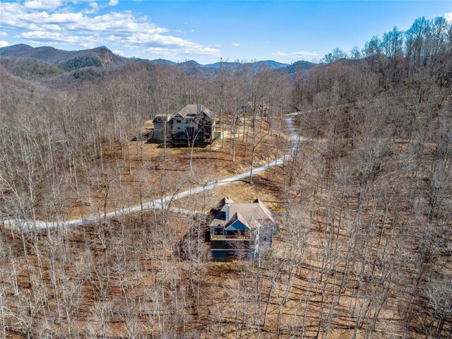 130 Cross Vine Dr, Tuckasegee, NC 28783 - bird's eye view featuring a mountain view and a wooded view