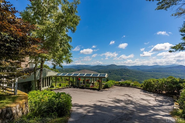 view of community with a mountain view