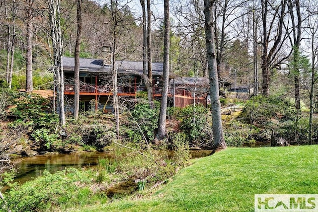 129 Cedar Creek Rd, Glenville, NC 28736 - view of grassy yard with a deck