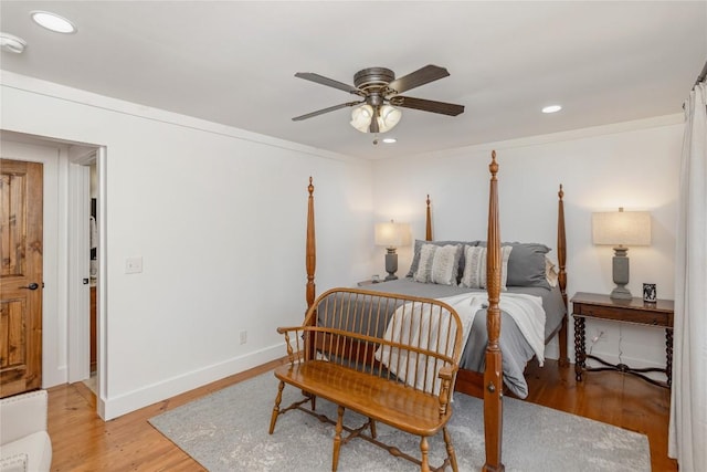 1034 E Rochester Dr, Cashiers, NC 28717 - bedroom with recessed lighting, wood finished floors, baseboards, and a ceiling fan