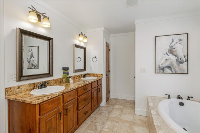 1034 E Rochester Dr, Cashiers, NC 28717 - full bath featuring double vanity, a garden tub, and baseboards