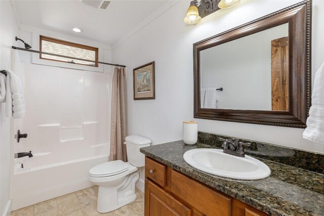 1034 E Rochester Dr, Cashiers, NC 28717 - bathroom with toilet, shower / tub combo with curtain, and vanity