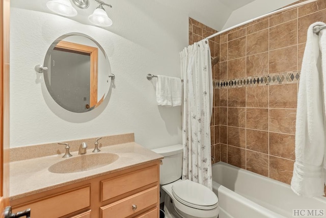 full bathroom featuring vanity, toilet, and shower / bath combo