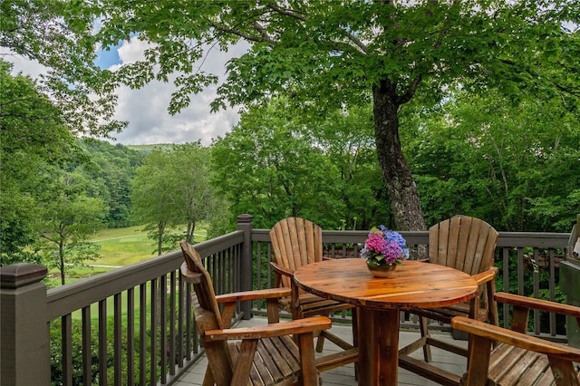 614 Fairway Dr, Lake Toxaway, NC 28747 - wooden deck featuring outdoor dining space