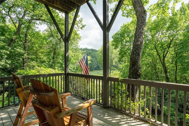 614 Fairway Dr, Lake Toxaway, NC 28747 - deck with a forest view