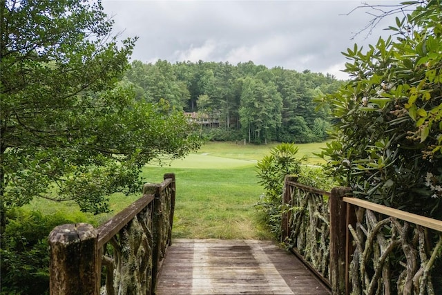 614 Fairway Dr, Lake Toxaway, NC 28747 - wooden deck with a yard