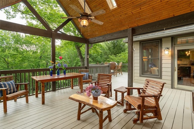 614 Fairway Dr, Lake Toxaway, NC 28747 - wooden deck featuring ceiling fan and a gazebo
