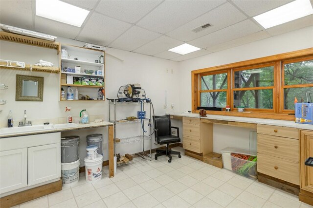 614 Fairway Dr, Lake Toxaway, NC 28747 - home office with a paneled ceiling, plenty of natural light, and built in desk
