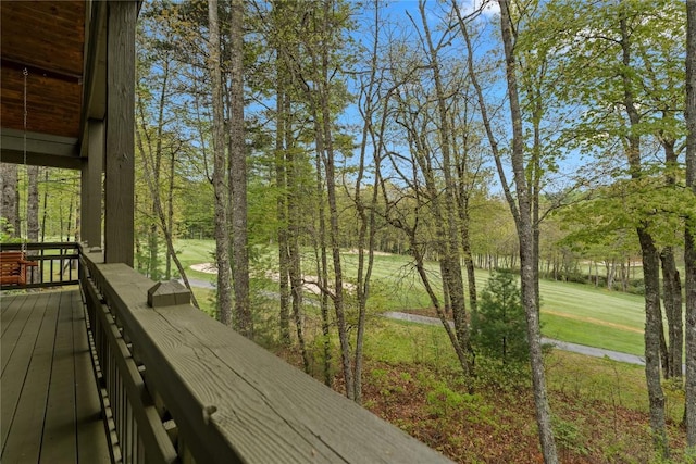 56 First Tee Trl B/Upper, B/Upper Cashiers, NC 28717 - wooden deck featuring a yard and view of scattered trees