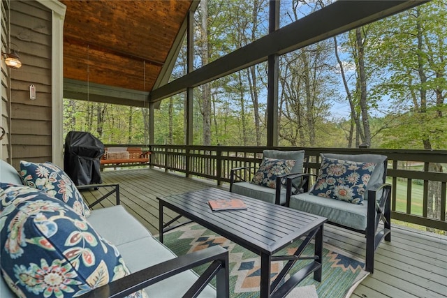 56 First Tee Trl B/Upper, B/Upper Cashiers, NC 28717 - sunroom / solarium featuring an outdoor hangout area and lofted ceiling