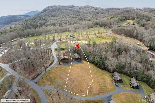 drone / aerial view with a mountain view