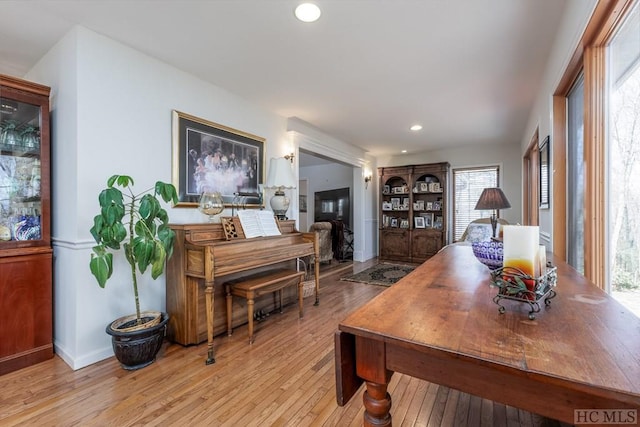 office space featuring light hardwood / wood-style floors