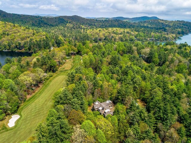 228 Mills Creek Trce, Lake Toxaway, NC 28747 - aerial view of a forest, a water and mountain view, and a golf course